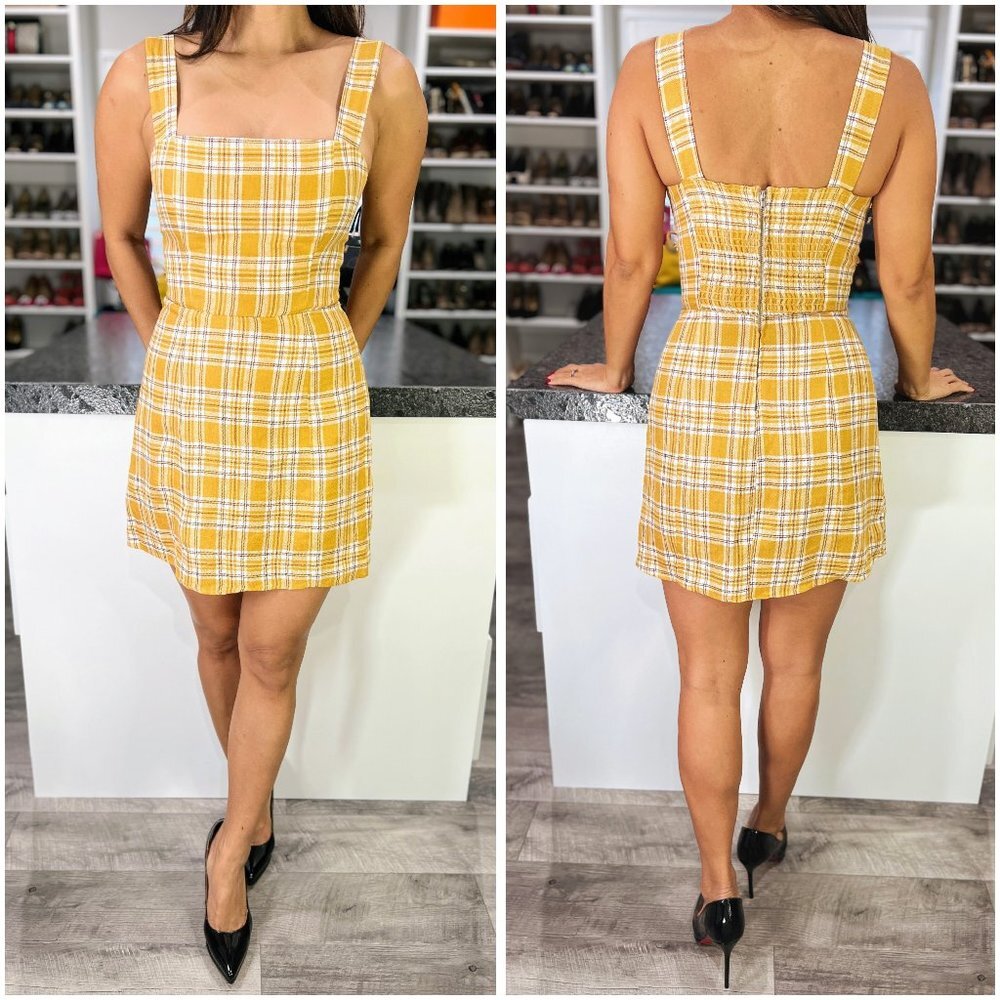 Reformation Yellow Plaid Dress
